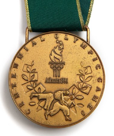 Back: Atlanta bronze medal, Atlanta emblem with judo pictogram and legend